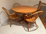 Round Oak Dining Table with 4 Chairs