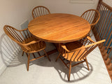 Round Oak Dining Table with 4 Chairs
