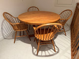 Round Oak Dining Table with 4 Chairs