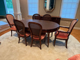 Dining Table with 8 Chairs, 3 Leaves, and Pads, by Henredon