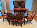 Dining Table with 8 Chairs, 3 Leaves, and Pads, by Henredon