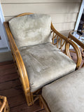 Rattan Chair and Ottoman by Tradewinds with Slip Cover (A)