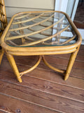 Rattan and Glass End Table by Tradewinds