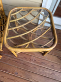 Rattan and Glass End Table by Tradewinds