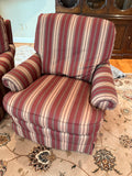 Pair of Striped Jessica Charles Swivel Rocker Chairs