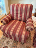 Pair of Striped Jessica Charles Swivel Rocker Chairs