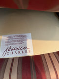 Pair of Striped Jessica Charles Swivel Rocker Chairs