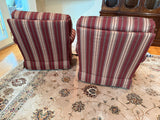 Pair of Striped Jessica Charles Swivel Rocker Chairs