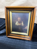 Girl with a Broom Print in Wooden Frame