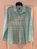 Women's Chico's Teal and White Shirt - Size 2 (Size 12/Large)