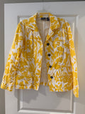 Women's Chico's Yellow and White Jacket - Size 2 (Size 12/Large)