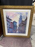 Venice Yellow Sunset by Anatole Krasnyansky - Signed Seriolithograph with COA