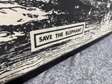 Save the Elephant - Screen Print on Fabric - Large Framed