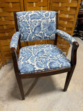Blue and White Upholstered Arm Chair