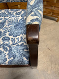 Blue and White Upholstered Arm Chair