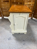 Two Tone End Table with Magazine Rack and Pullout Tray, AS IS