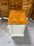 Two Tone End Table with Magazine Rack and Pullout Tray, AS IS