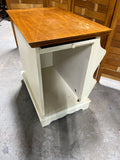 Two Tone End Table with Magazine Rack and Pullout Tray, AS IS