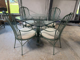 Glass Top Table with Metal Base - Stains - See Photos
