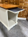 Two Tone End Table with Magazine Rack and Pullout Tray, AS IS