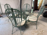 Glass Top Table with Metal Base - Stains - See Photos