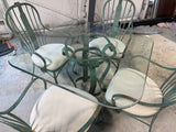 Glass Top Table with Metal Base - Stains - See Photos
