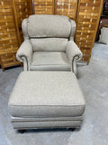 Upholstered Chair with Ottoman by Mckinley Leather of Hickory inc.