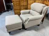 Upholstered Chair with Ottoman by Mckinley Leather of Hickory inc.