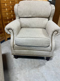 Upholstered Chair with Ottoman by Mckinley Leather of Hickory inc.