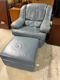 Retro Blue Chair and Ottoman