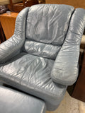 Retro Blue Chair and Ottoman
