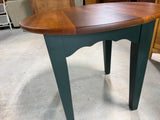 Wood and Painted Green End Table