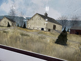 "Stone Barns" a Signed Russell W. Fisher Watercolor