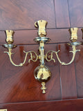 Pair of Virginia Metalcrafters 3-Arm Brass Wall Sconces