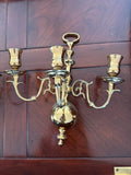 Pair of Virginia Metalcrafters 3-Arm Brass Wall Sconces