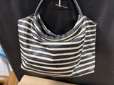 Black and White Striped Tote with Tassle