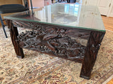 Asian Carved Coffee Table with Mother of Pearl Inlay - SEE DESCRIPTION