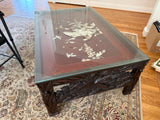 Asian Carved Coffee Table with Mother of Pearl Inlay - SEE DESCRIPTION