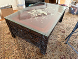 Asian Carved Coffee Table with Mother of Pearl Inlay - SEE DESCRIPTION