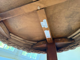 Round Brown Wicker Side Table with Glass Insert Top