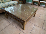 Henry Link Wicker Coffee Table with Glass Top
