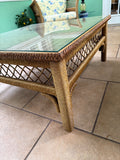 Henry Link Wicker Coffee Table with Glass Top