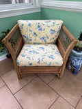 Henry Link Wicker and Upholstered Chair - Some Fading