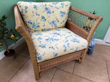 Henry Link Wicker and Upholstered Chair - Some Fading
