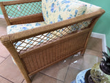 Henry Link Wicker and Upholstered Chair - Some Fading