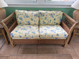 Henry Link Wicker and Upholstered Love Seat - Some Fading - See Description
