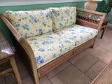 Henry Link Wicker and Upholstered Love Seat - Some Fading - See Description