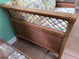 Henry Link Wicker and Upholstered Love Seat - Some Fading - See Description