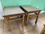 Henry Link Wicker End Tables with Glass Top (Pair)