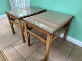 Henry Link Wicker End Tables with Glass Top (Pair)